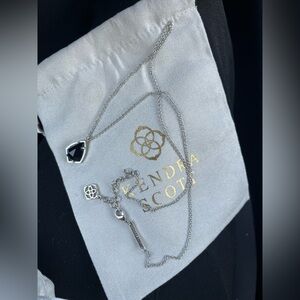 Kendra Scott Necklace Black Opaque Glass Rhodium Gold Plated Over Brass